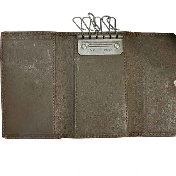 Chloe Taupe Brown Leather Monogram Key Holder Wallet - Picture 5 of 13